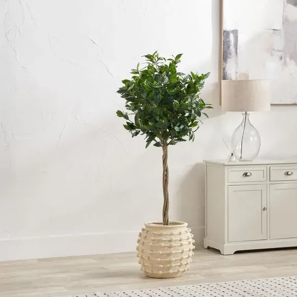 Bobble Plant Pot - Cream, Fibrestone