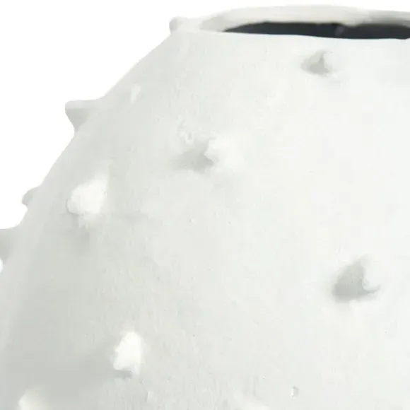 Bobble Vase with Textured Design - White, Metal