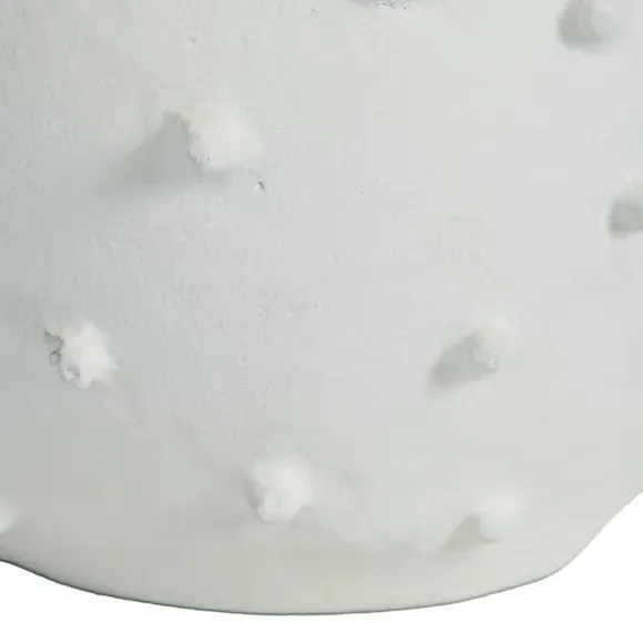 Bobble Vase with Textured Design - White, Metal