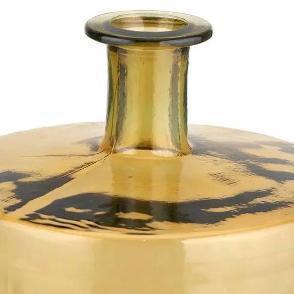 Bottle Vase Retro Design - Amber, Recycled Glass