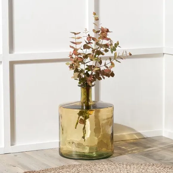 Bottle Vase Retro Design - Amber, Recycled Glass image
