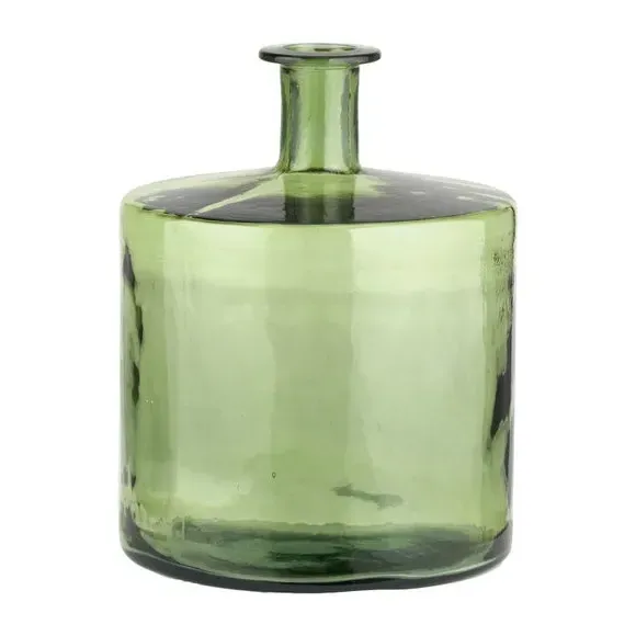 Bottle Vase Retro Design - Forest, Recycled Glass