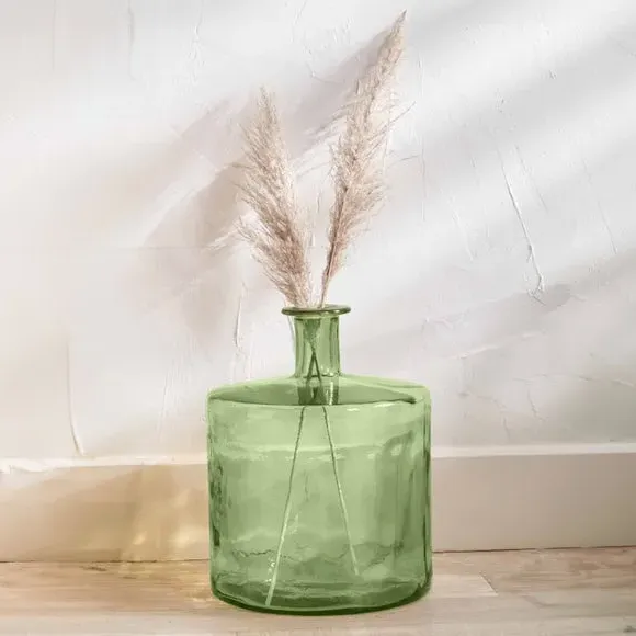 Bottle Vase Retro Design - Forest, Recycled Glass