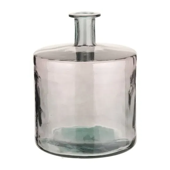 Bottle Vase Retro Design - Grey, Recycled Glass