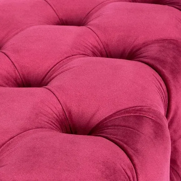 Buttoned Ottoman - Raspberry, Velvet