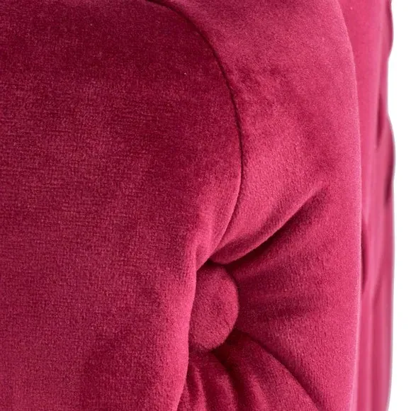 Buttoned Ottoman - Raspberry, Velvet