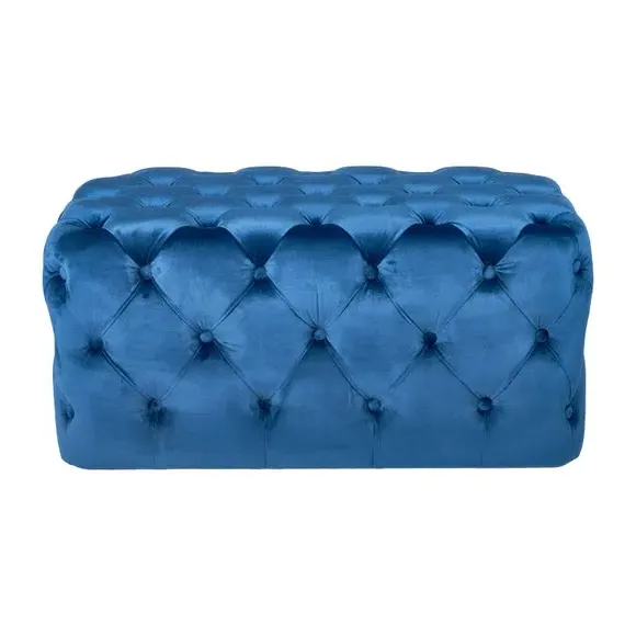 Buttoned Ottoman - Sapphire, Velvet