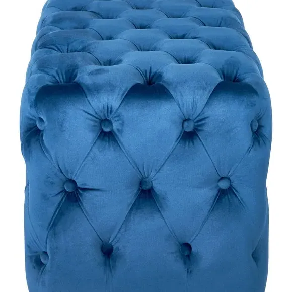 Buttoned Ottoman - Sapphire, Velvet