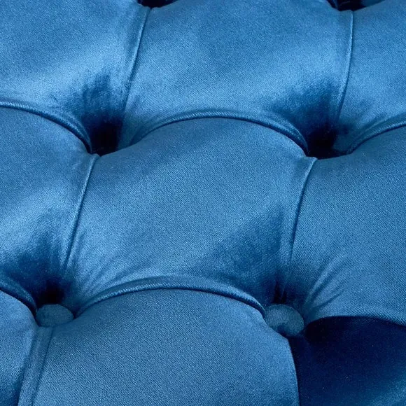 Buttoned Ottoman - Sapphire, Velvet