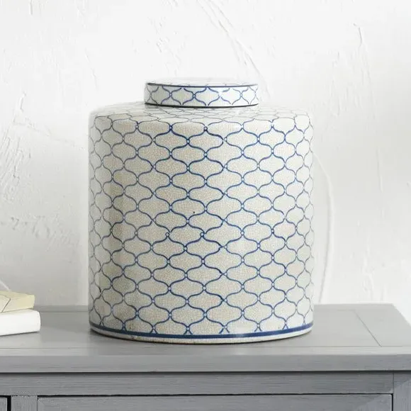 Ceramic Ginger Jar with Lid - White, Ceramic image