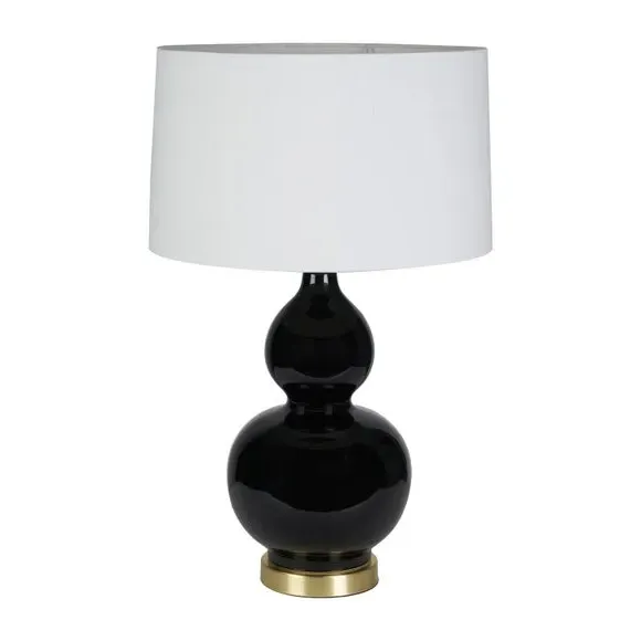 Ceramic Table Lamp with Fabric Shade - Black