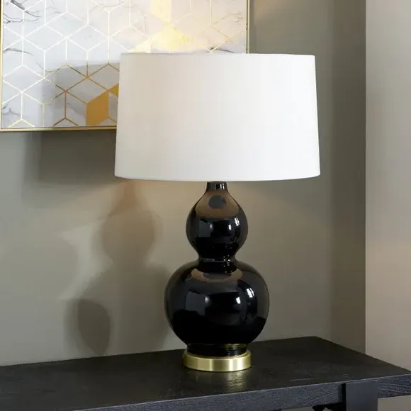 Ceramic Table Lamp with Fabric Shade - Black image