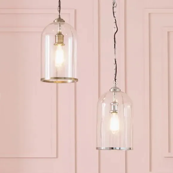 Cloche Pendant Light - Silver, Blown Glass