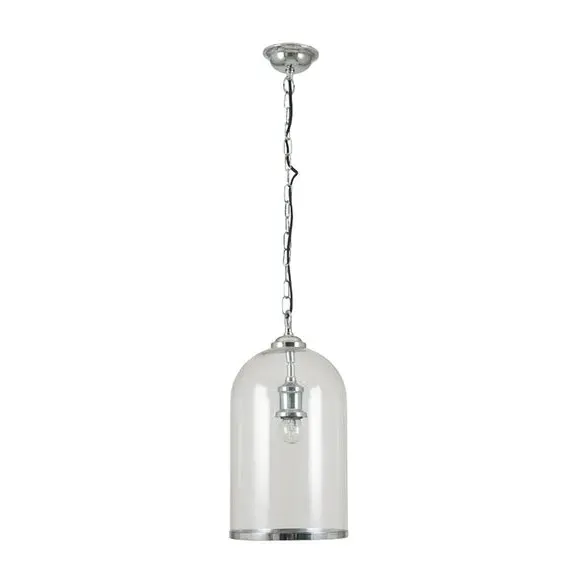 Cloche Pendant Light - Silver, Blown Glass
