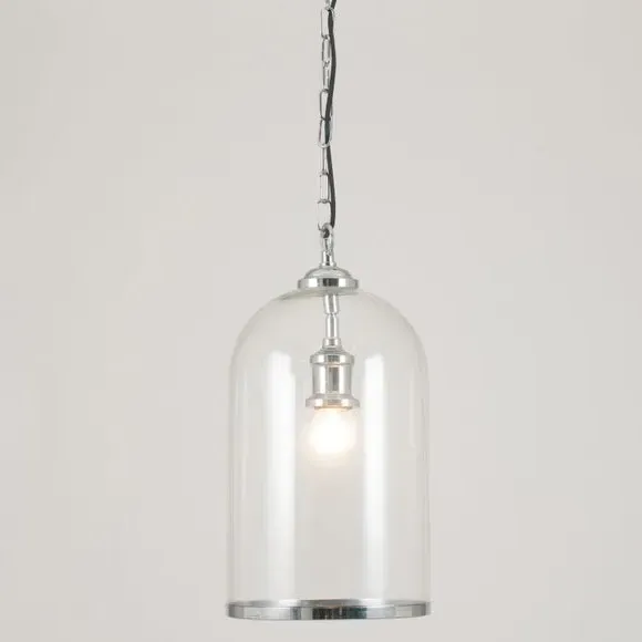 Cloche Pendant Light - Silver, Blown Glass