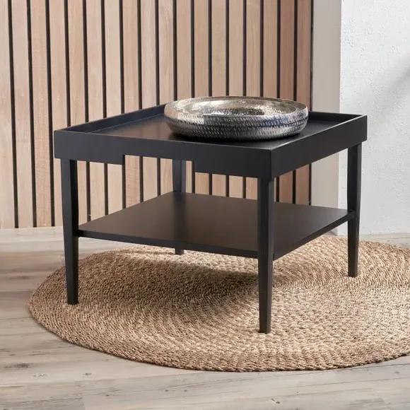 Coffee Table with Cut-Out Detail - Black, Wood