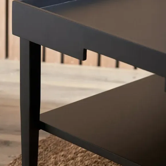 Coffee Table with Cut-Out Detail - Black, Wood