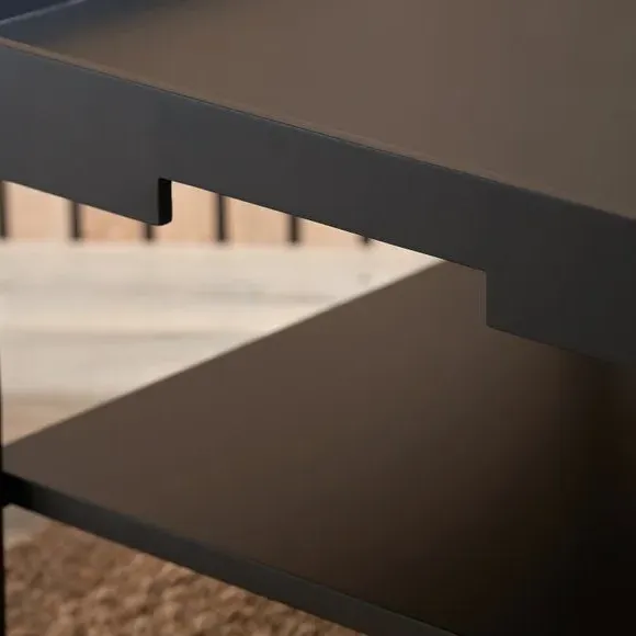 Coffee Table with Cut-Out Detail - Black, Wood