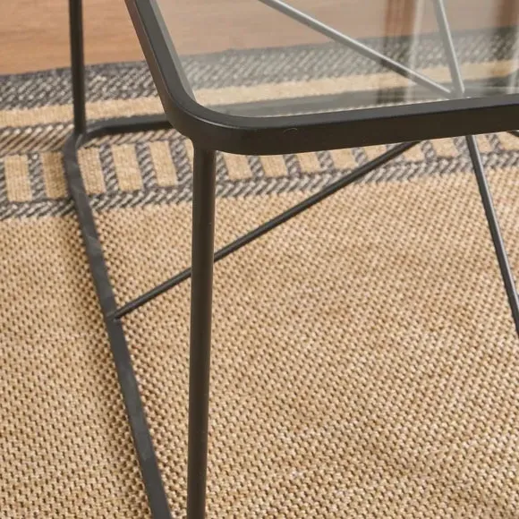 Coffee Table with Glass Top - Black, Metal