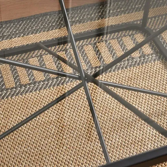 Coffee Table with Glass Top - Black, Metal