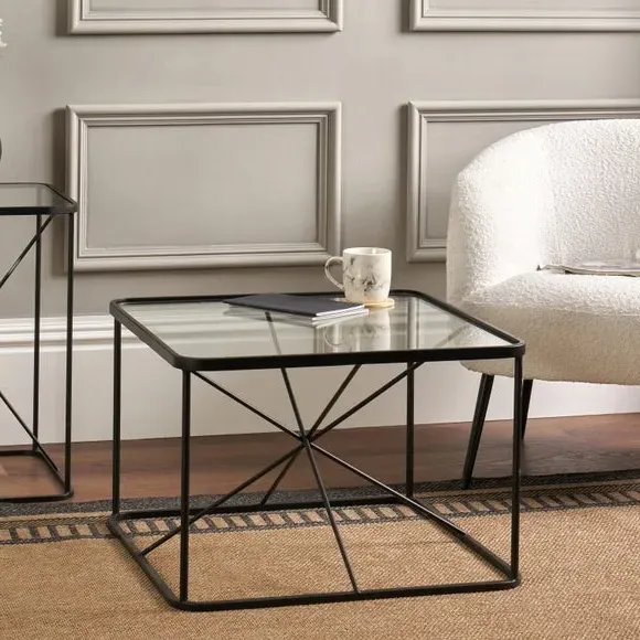Coffee Table with Glass Top - Black, Metal image