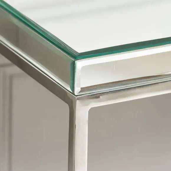 Console Table with Mirrored Top - Silver, Glass