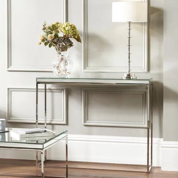 Console Table with Mirrored Top - Silver, Glass image