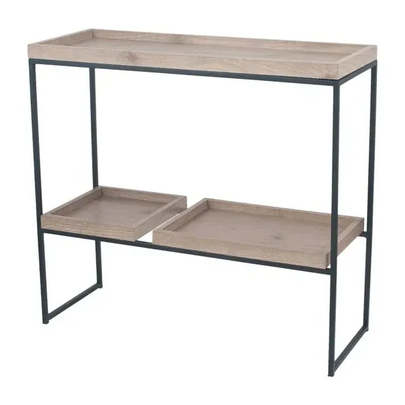 Console Table with Storage - Natural, Wood Effect