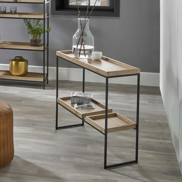 Console Table with Storage - Natural, Wood Effect image