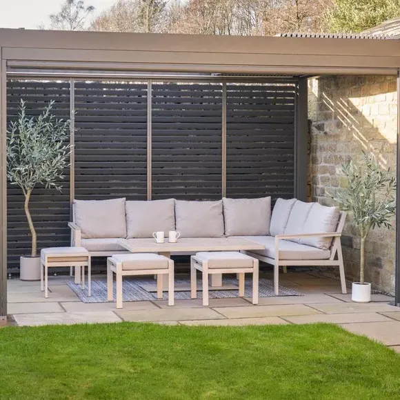 Corner Seating Set with Adjustable Table - Latte