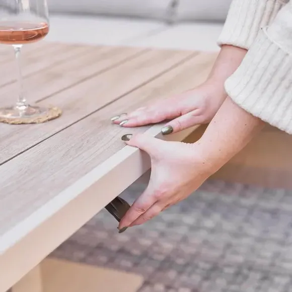 Corner Seating Set with Adjustable Table - Latte