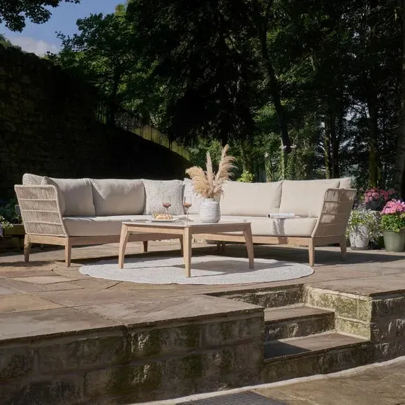 Corner Seating Set with Table - Latte, Acacia image
