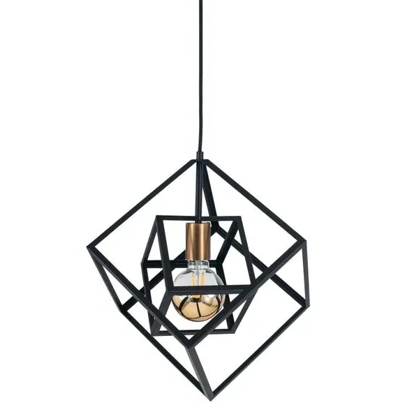 Cube Pendant Light - Matt Black, Metal