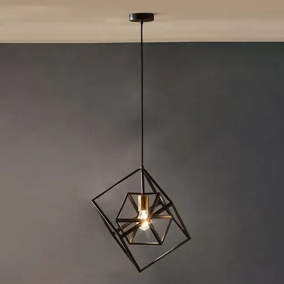 Cube Pendant Light - Matt Black, Metal image