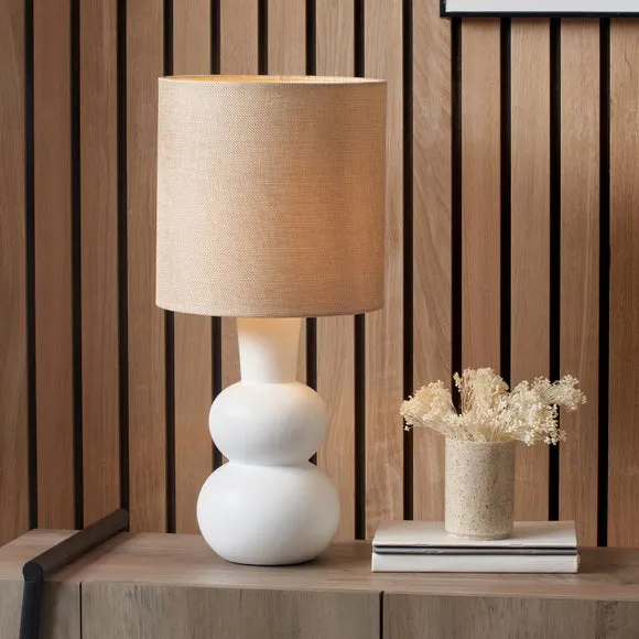 Curved Bottle Table Lamp - White, Ceramic image