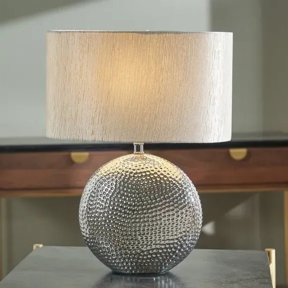 Curved Table Lamp with Switch - Silver, Ceramic