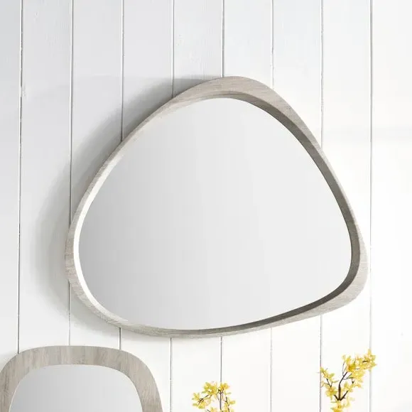 Curved Wall Mirror - Grey Oak, Wood Veneer image