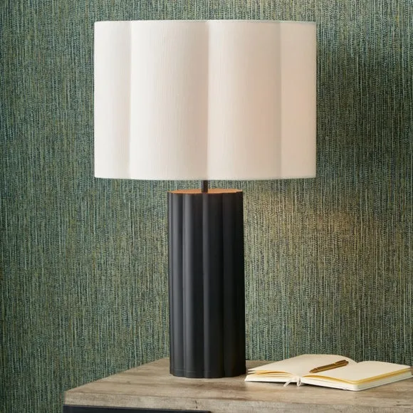 Cylinder Lamp Shade Scalloped - White, Cotton image