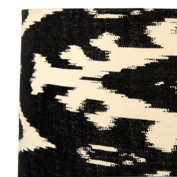Cylinder Lamp Shade with Ikat Pattern - Black, Cotton