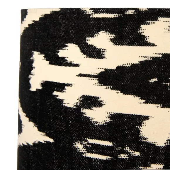 Cylinder Lamp Shade with Ikat Pattern - Black, Cotton image