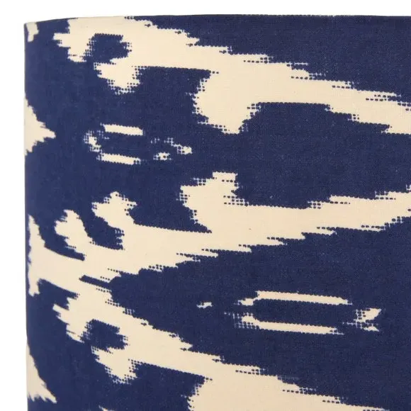 Cylinder Lamp Shade with Ikat Pattern - Blue, Cotton