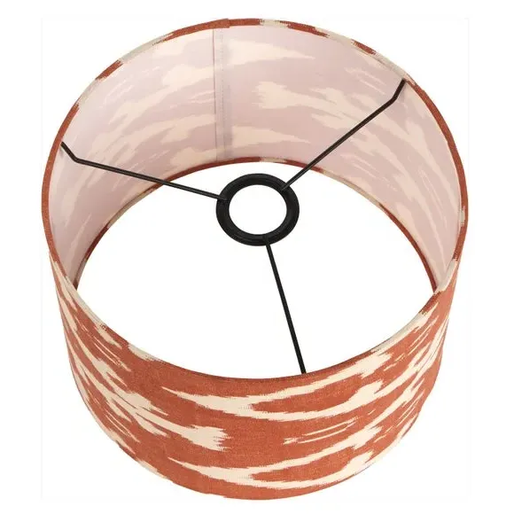 Cylinder Lamp Shade with Ikat Pattern - Cinnamon, Cotton