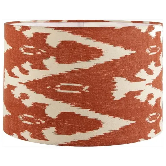 Cylinder Lamp Shade with Ikat Pattern - Cinnamon, Cotton