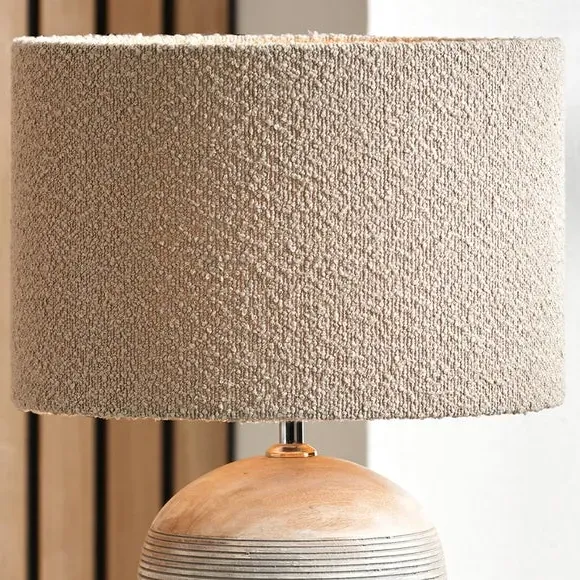 Cylinder Lamp Shade with Texture - Taupe, Boucle