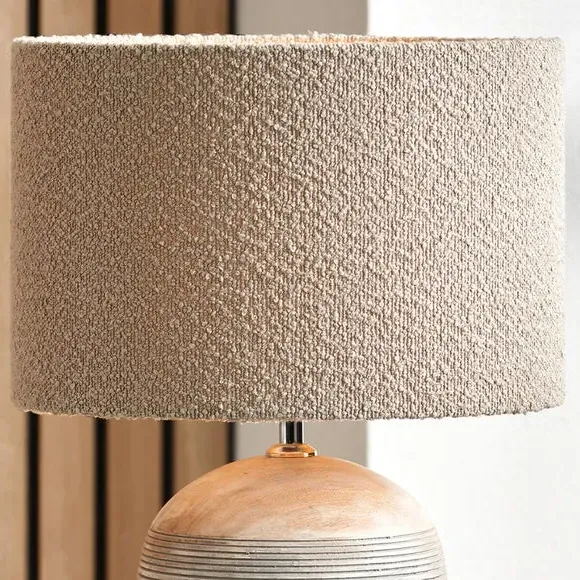 Cylinder Lamp Shade with Texture - Taupe, Boucle image