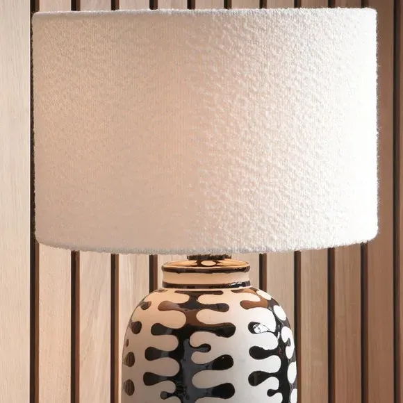 Cylinder Lamp Shade with Texture - White, Boucle