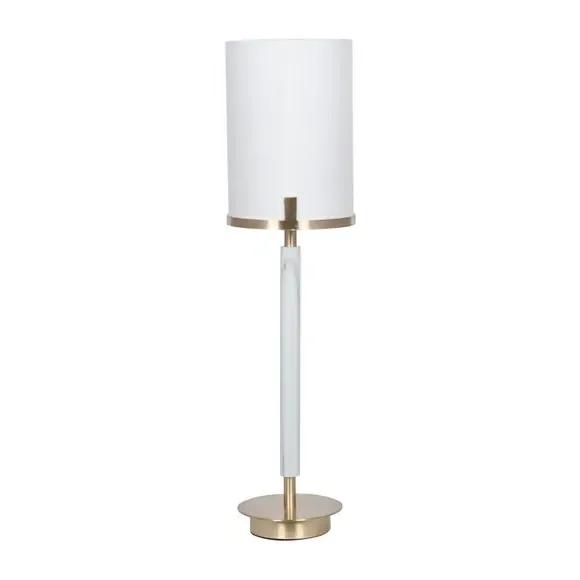 Cylinder Table Lamp - Silver, Marble Effect