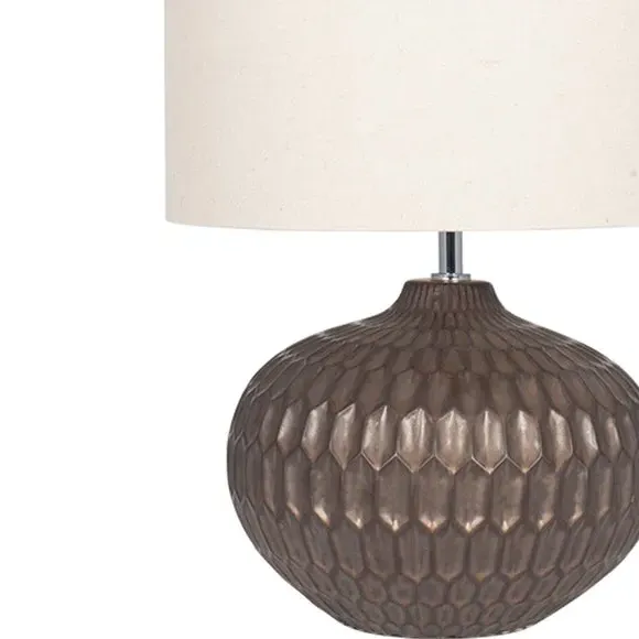 Cylinder Table Lamp with Embossed Design - Bronze