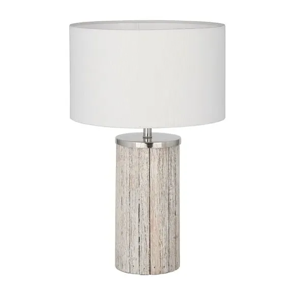 Cylinder Table Lamp with Switch - White, Mango Wood