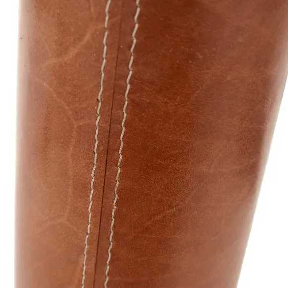 Cylindrical Table Lamp - Tan, Leather